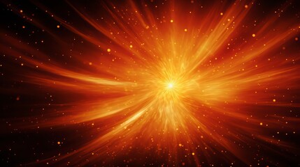 Naklejka premium Bright orange explosion with a lot of sparkles. The explosion is surrounded by a dark background