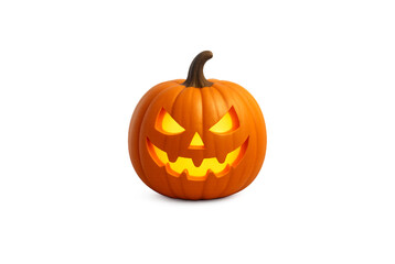 Fototapeta premium 3D Halloween Pumpkin Isolated on Transparent Background – Spooky Jack O’Lantern Decoration