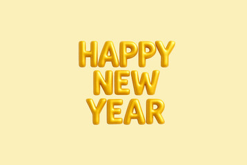 3D Happy New Year Text – Festive Holiday Celebration Typography Isolated on Transparent Background