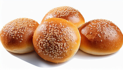 Three Sesame Seed Buns Isolated On Transparent Background Food Photography Bakery Product Sesame Bun Bread Food Photography