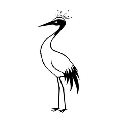 Fototapeta premium Crane. Crane simple black and white line art vector logo