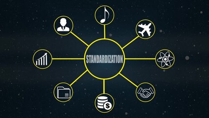 Futuristic ui data format concept with glowing blue interface elements, showcasing user, target, growth, speaker, settings, and idea icons on a Business digital background. - Powered by Adobe