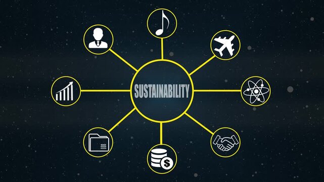 Futuristic ui data format concept with glowing blue interface elements, showcasing user, target, growth, speaker, settings, and idea icons on a Business digital background. - Powered by Adobe