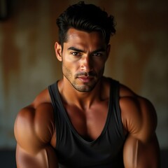 Muscular Latin Fitness Man Training