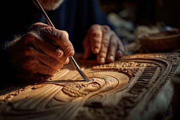 Elderly Woodcarver with Icon