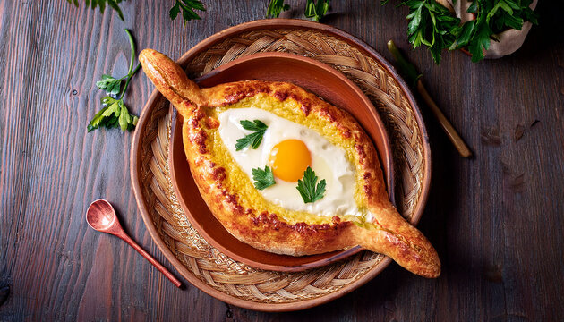 National Caucasian Dish Adjarian Khachapuri Georgian Cuisine