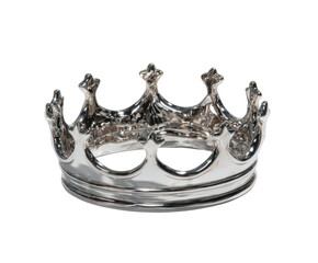 Shiny silver crown isolated on a black background.