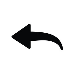 Curved arrow pointing to the left symbolizing direction change or navigation in digital interfaces and signage