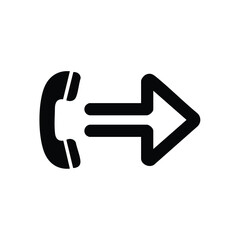 Black and White of a Telephone Receiver with an Arrow Pointing Right, Symbolizing Call Forwarding or Outbound Call