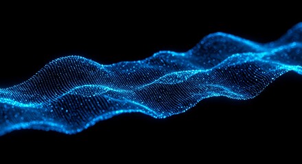 Blue Digital Wave Abstract Futuristic Data Flow And Tech Art With Glowing Particles In Motion