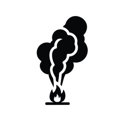A stylized depicting a flame with thick smoke rising above it, symbolizing fire or combustion in a minimalist design
