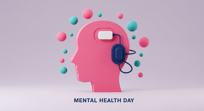 Modern digital mental health care concept promoting brain wellness and emotional wellbeing for a calm mind, featuring innovative technology for mental support and mindfulness awareness