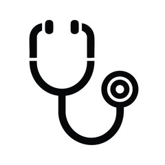 Close-up of a medical stethoscope with a black tubing and silver chest piece, used by healthcare professionals for patient examinations