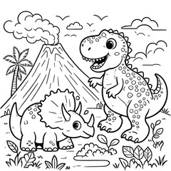 cute dinosaur coloring book vector image illustration