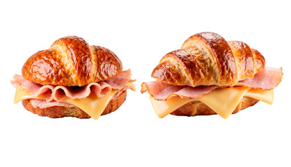 two croissants on a white background