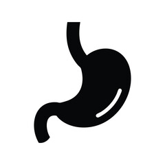 Simplified silhouette of a human stomach highlighting its shape and structure in a minimalistic style
