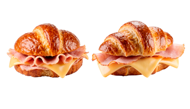 two croissants on a white background