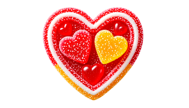 red heart on a yellow background