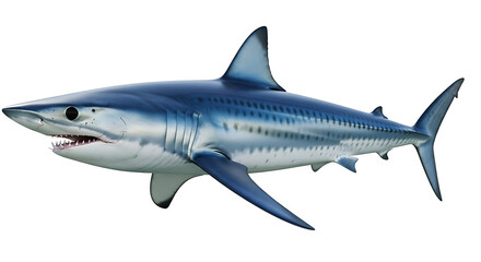 Naklejka premium Blue Mako shark swimming with mouth slightly open marine life