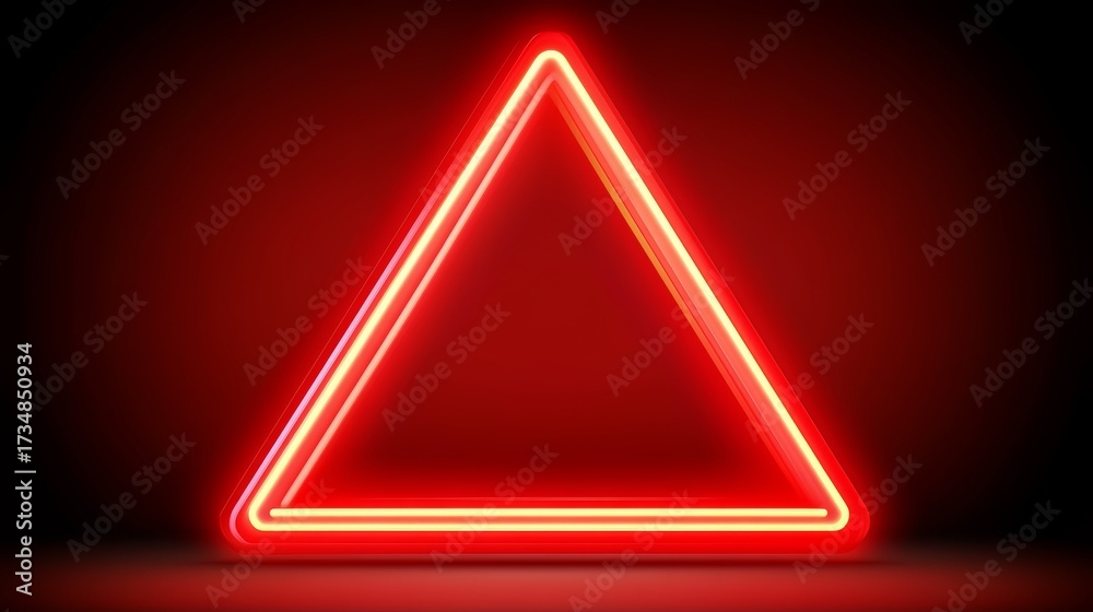 Wall mural red triangle with a red light shining on it. the triangle is lit up and he is glowing