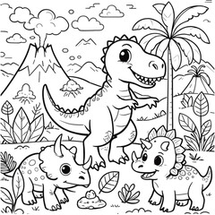 cute dinosaur coloring book vector image illustration