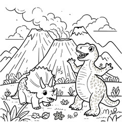 cute dinosaur coloring book vector image illustration