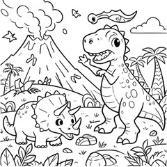 cute dinosaur coloring book vector image illustration