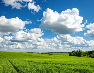 Vast green field under a vibrant blue sky (1)