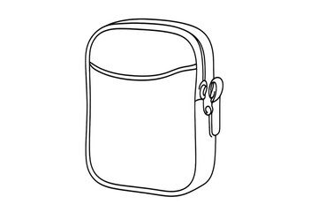 Fototapeta premium Outline cosmetic bag isolated on transparent background, simple vector design