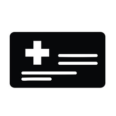 Obraz premium Close-up of a blank medical card with a white cross symbol on a black for healthcare identification and documentation