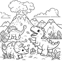 cute dinosaur coloring book vector image illustration