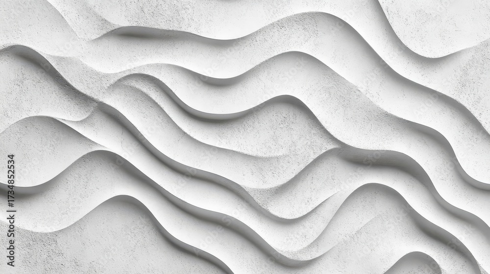 Wall mural the image is a white and gray wave with a lot of texture. the waves are very long and seem to be mad