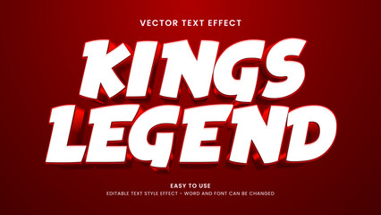 editable text effect kings legend 3d style premium vector