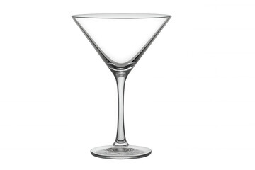 Empty martini cocktail glass isolated on transparent background, barware for drinks and alcoholic beverages