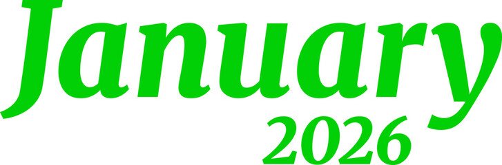 Modern Green January 2026 Date Graphic for Calendars
