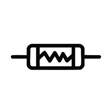 Close-up of a small electronic resistor component with leads on both ends, used in circuit boards for controlling electrical current