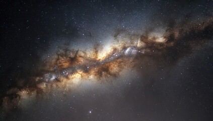 Obraz premium Galactic arm shines, stars flicker in a dark sky depth