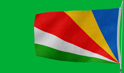 Fototapeta premium High-quality seychelles national flag flag waving on a green background culture, and - Symbol of culture, heritage, and patriotism