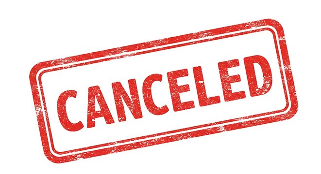 Red canceled stamp on white background cancellation concept for design