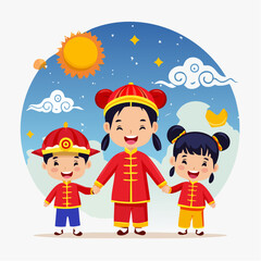 Diverse East Asian Architectural Landmarks Collection A Vibrant Flat Design Illustration Showcasing Traditional Temples, Pagodas, and Modern City Structures Against a Clean White Background