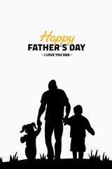 Happy Father's Day - Father and Son Silhouette, suitable for greeting cards, posters, banners, social media posts and other promotional materials to celebrate Father's Day.