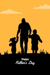 Happy Father's Day - Father and Son Silhouette, suitable for greeting cards, posters, banners, social media posts and other promotional materials to celebrate Father's Day.