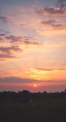 Obraz premium Cinematic title screen glowing against a soft sunrise sky, elegant