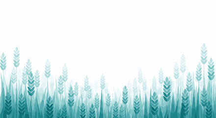 Abstract illustration of wheat or grain in a field. Minimalist style with a soft, green-blue gradient