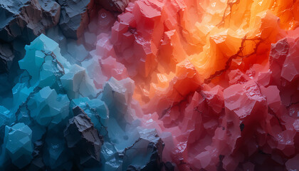 Abstract background of contrasting fire and ice crystal formations