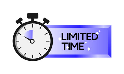 Limited time. Sale countdown badge. Limited time only discount promotion. Vector illustration
