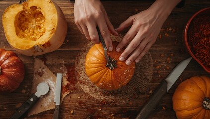 Get creative carving pumpkins this fall for a festive Halloween, crafting a spooky masterpiece with family and friends in the cozy autumn light