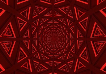 Red Triangular Tunnel Visual Effect.