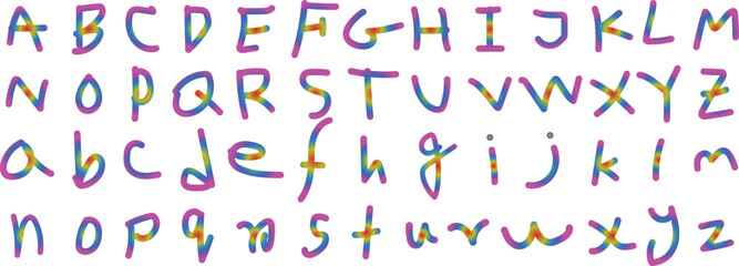 Rainbow Gradient Uppercase and Lowercase Alphabet Letters vector illustration