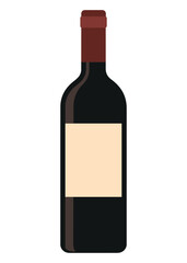 Flat Minimal Wine Bottle Vector - Elegant Red Wine Clipart for Labels, Menus & Design Projects